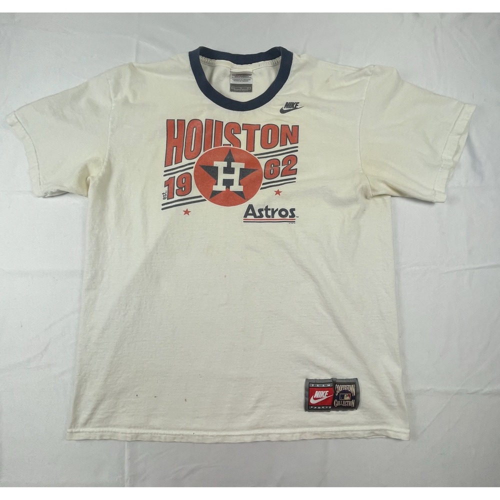 Nike Houston Astros 1962 Cooperstown Collection Ringer T-Shirt Mens Large Cream